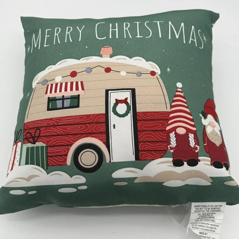 Decorative Pillows (2) Gnome Holiday Christmas Outdoor Throw Pillow, Candy Cane